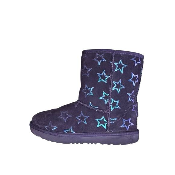 Girls UGG Australia Classic II Iridescent Stars Pull On Boots Size 1 Purple - Picture 1 of 6